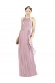 Online Shirred Halter Neck Long Chiffon Bridesmaid Dress UK