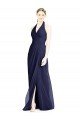 Online V-Neck Halter Chiffon Bridesmaid Dress with Side Front Slit UK