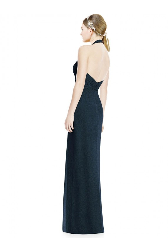 Online V-Neck Halter Chiffon Bridesmaid Dress with Side Front Slit UK