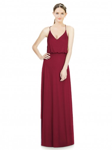 Online Full Length V-Neck A-Line Chiffon Boho Bridesmaid Dress UK