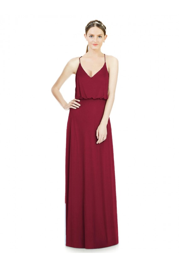 Online Full Length V-Neck A-Line Chiffon Boho Bridesmaid Dress UK