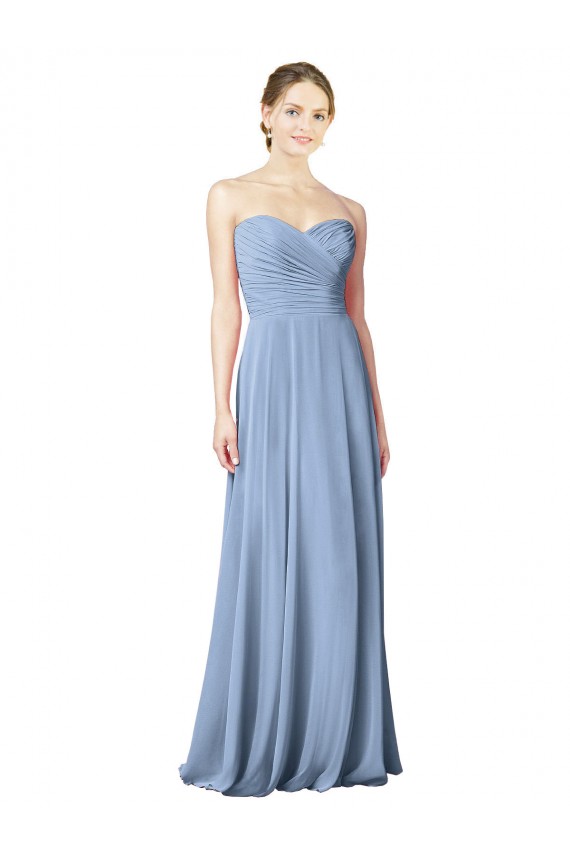 Online Draped Strapless Sweetheart Full Length Chiffon Bridesmaid Dress UK