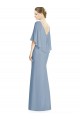 Online V-Back Trumpet Chiffon Bridesmaid Dress with Draped Cape Overlay UK