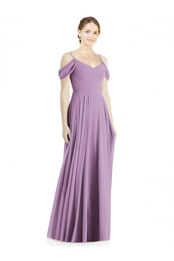 Online Off the Shoulder Open Cowl-Back Maxi Bridesmaid Dress UK