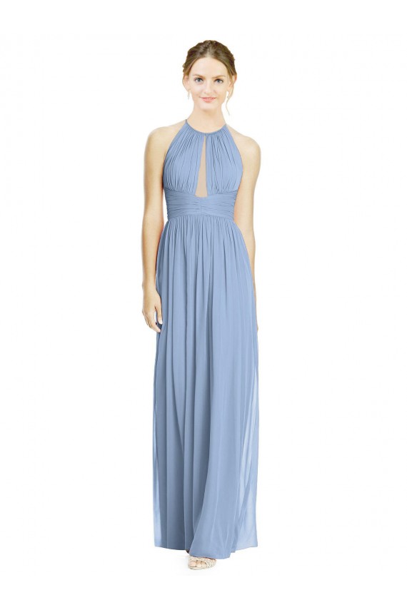 Online Open Back Long Chiffon Halter Bridesmaid Dress UK