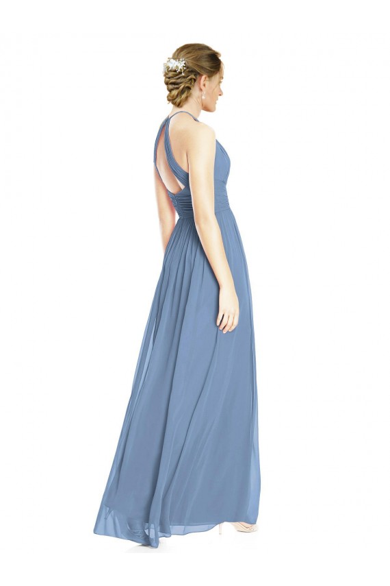 Online Open Back Long Chiffon Halter Bridesmaid Dress UK