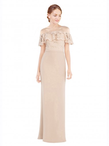 Online Off the Shoulder Sleeves Sheath Chiffon Bridesmaid Dress / Prom Dress UK
