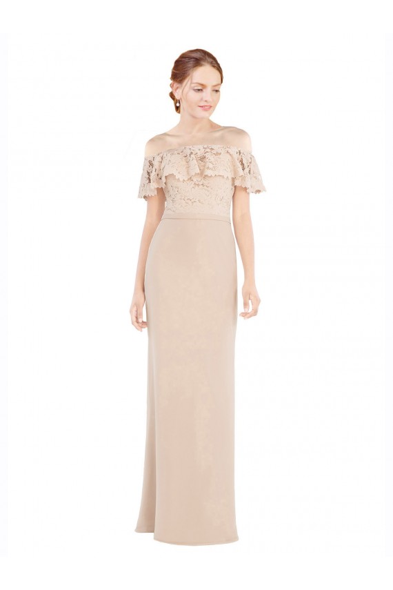 Online Off the Shoulder Sleeves Sheath Chiffon Bridesmaid Dress / Prom Dress UK
