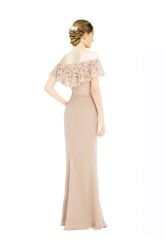Online Off the Shoulder Sleeves Sheath Chiffon Bridesmaid Dress / Prom Dress UK