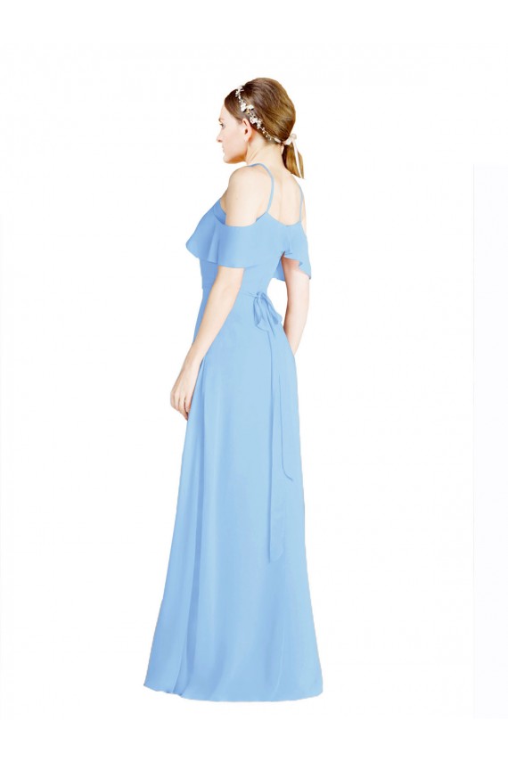 Online Halter Frill Cold Shoulder A-Line Chiffon Bridesmaid Dress UK
