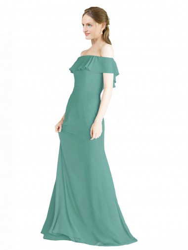 Online Off the Shoulder Bohemian Chiffon Bridesmaid Dress UK