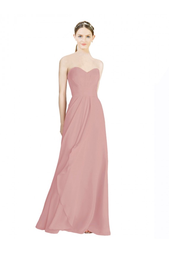 Online Daped A-Line Chiffon Bridesmaid Dress with Pleated Sweetheart Bodice UK