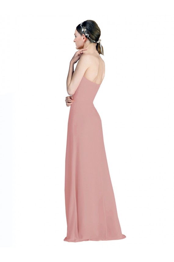 Online Daped A-Line Chiffon Bridesmaid Dress with Pleated Sweetheart Bodice UK
