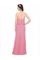 Online Ruffle Halter Neck A-Line Chiffon Bridesmaid Dress with Open Back UK