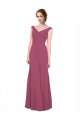 Online V-Neckline Long Chiffon Bridesmaid Dress with Wide V-Back UK