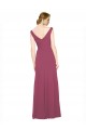Online V-Neckline Long Chiffon Bridesmaid Dress with Wide V-Back UK