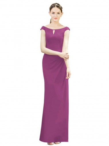 Online Full Length Long Chiffon Bridesmaid Dress with Boat Neck UK