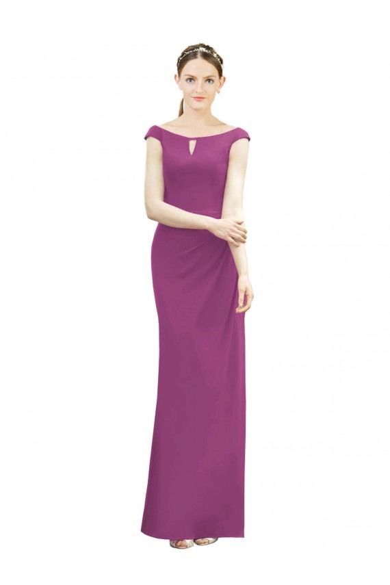 Online Full Length Long Chiffon Bridesmaid Dress with Boat Neck UK