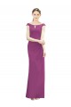 Online Full Length Long Chiffon Bridesmaid Dress with Boat Neck UK