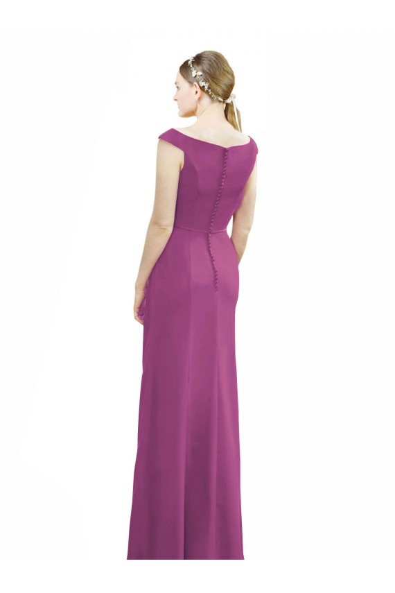 Online Full Length Long Chiffon Bridesmaid Dress with Boat Neck UK