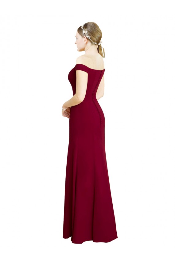 Online Off the Shoulder Long Chiffon Bridesmaid Dress / Prom Dress with Pleats UK