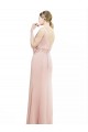 Online Full Length Long Chiffon Bridesmaid Dress with Pleated Lace Waist UK