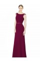Online Slim Chiffon Bridesmaid Dress with Embellished Capped Sleeves UK