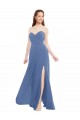 Online Classic Strapless Bridesmaids Dress with Draped Sweetheart Bodice and Side Slit UK