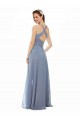 Online High Neck Chiffon Bridesmaid Dress with Draped Bodice & Pockets UK