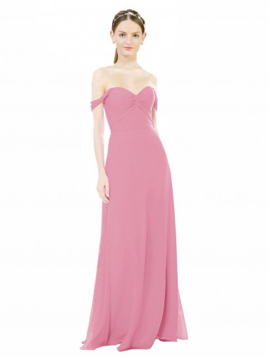 Online Fitted Sweetheart Bodice Chiffon Bridesmaid Dress with Draped Cap Sleeves UK