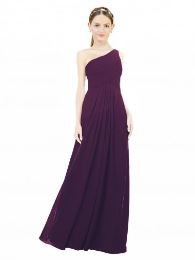 Online One Shoulder Chiffon Bridesmaid Dress with Draped Bodice UK