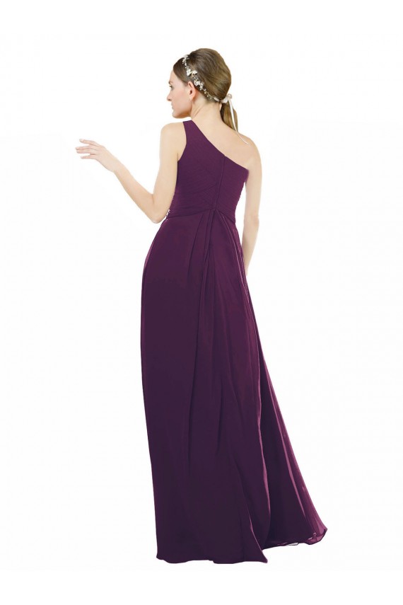Online One Shoulder Chiffon Bridesmaid Dress with Draped Bodice UK