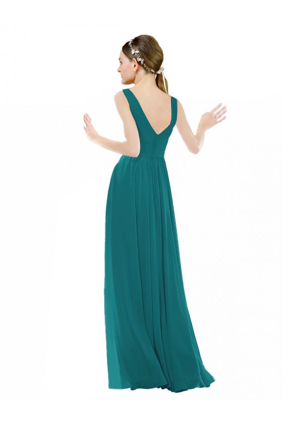 Online Figure Flattering Chiffon Bridesmaid Dress with Draped V-Neck Bodice UK