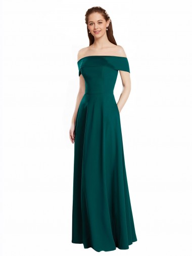 Online Classic Off the Shoulder Chiffon Bridesmaid Dress with Cap Sleeves UK