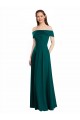 Online Classic Off the Shoulder Chiffon Bridesmaid Dress with Cap Sleeves UK