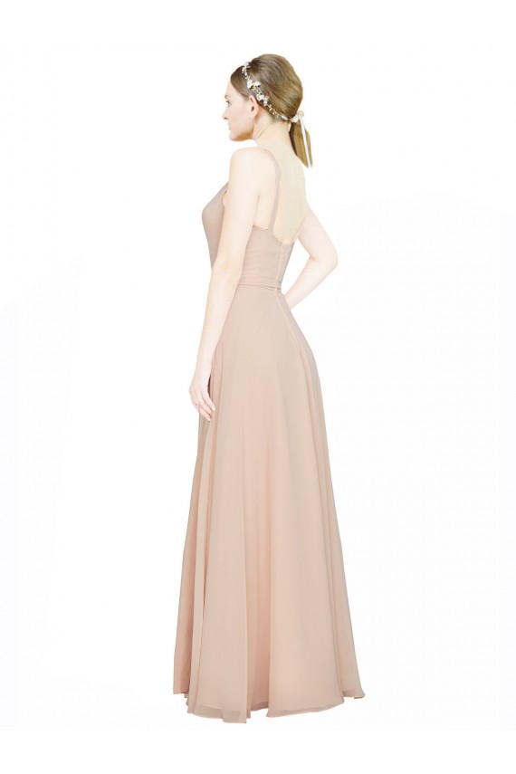 Online Chiffon Bridesmaids Dress with Matching Chiffon Tie Sash UK