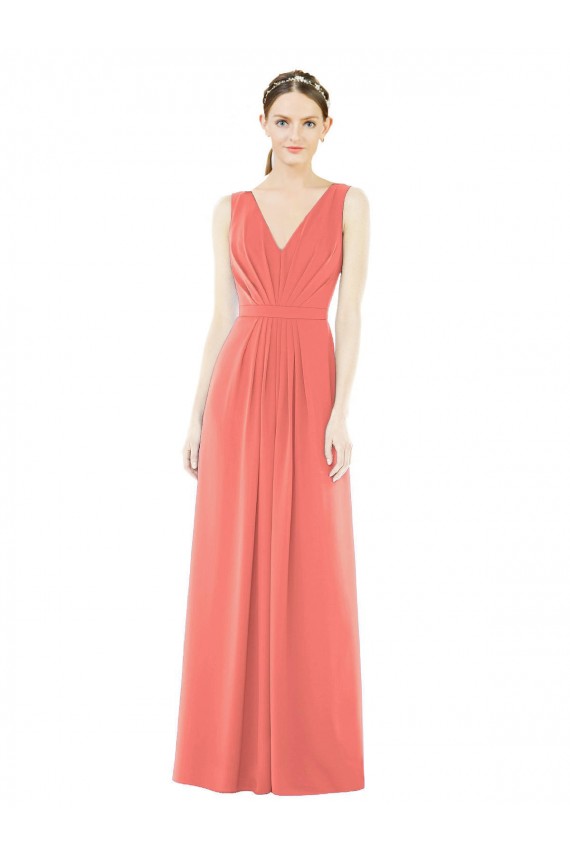 Online V-Neck V-Back Sleeveless Chiffon Bridesmaid Dress UK