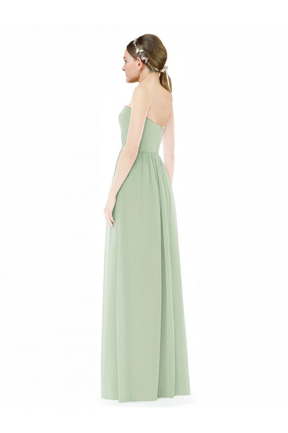 Online Strapless Draped Bodice Maxi Bridesmaid Dress with Front Slits UK