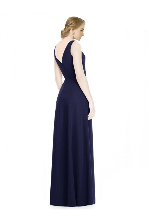 Online Cowl Neck Deep V-Back Chiffon Bridesmaid Dress with Side Front Slits UK