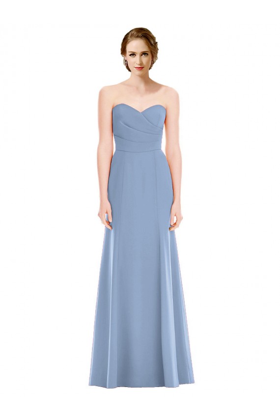 Online Draped Strapless Sweetheart Trumpet Chiffon Bridesmaid Dress UK