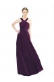 Online Draped Long Chiffon Bridesmaid Dress with Unique Crossed Neckline UK