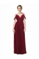 Online Off the Shoulder V-Neck Petite Chiffon Bridesmaid Dress with Open Back UK