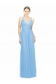 Online Double Straps Shoulder V-Neck Sheath Chiffon Bridesmaid Dress with Keyhole Back UK