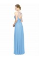 Online Double Straps Shoulder V-Neck Sheath Chiffon Bridesmaid Dress with Keyhole Back UK