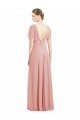 Online Draped Short Sleeves Long Chiffon A-Line Bridesmaid Dress UK