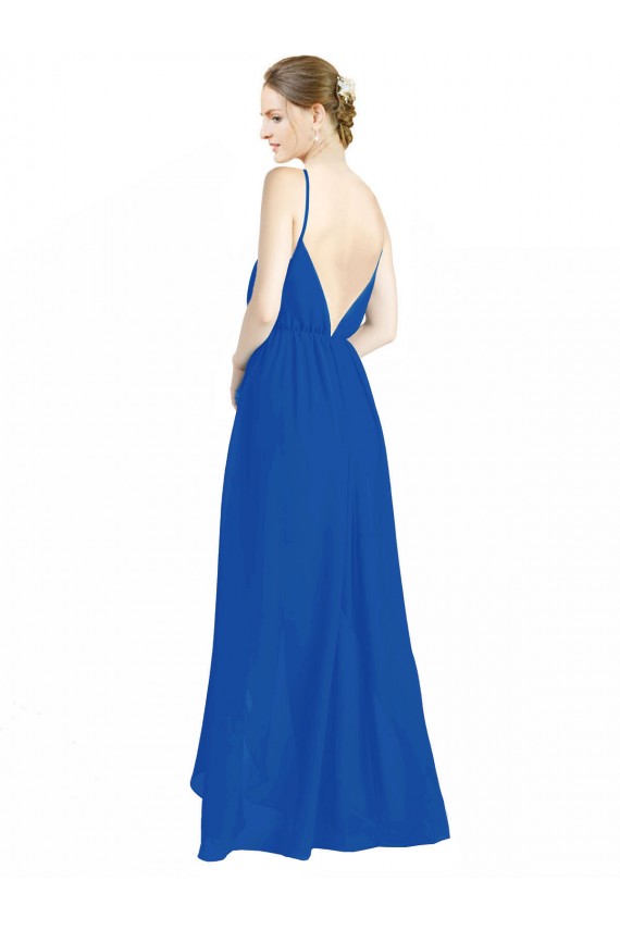 Online Sleeveless Surplice Chiffon Bridesmaid Dress with Spaghetti Straps UK