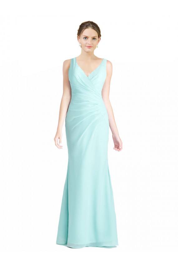 Online Ruched Bodice Sweetheart Chiffon Bridesmaid Dress with Lace Back UK