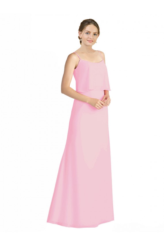 Online Spaghetti Straps A-Line Chiffon Bridesmaid Dress Low Back UK