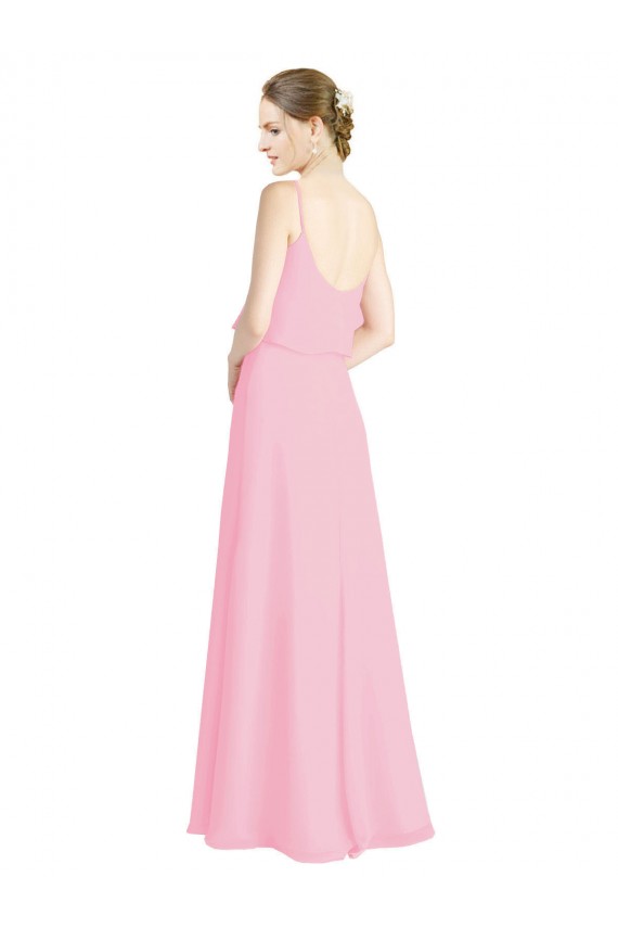 Online Spaghetti Straps A-Line Chiffon Bridesmaid Dress Low Back UK