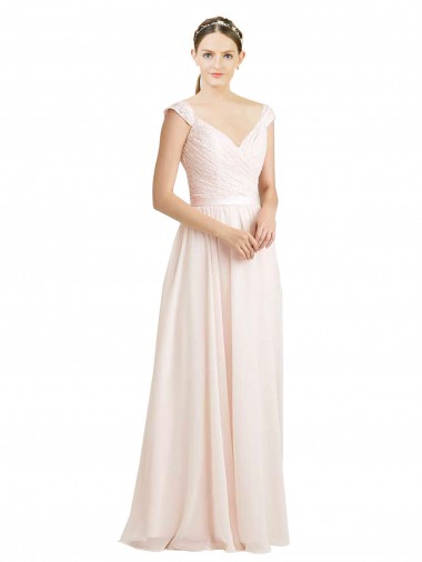 Online Sweetheart A-Line Chiffon Bridesmaid Dress with Ruched Lace Bodice UK